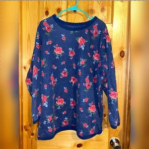 Sweater/ jumper navy blue with roses